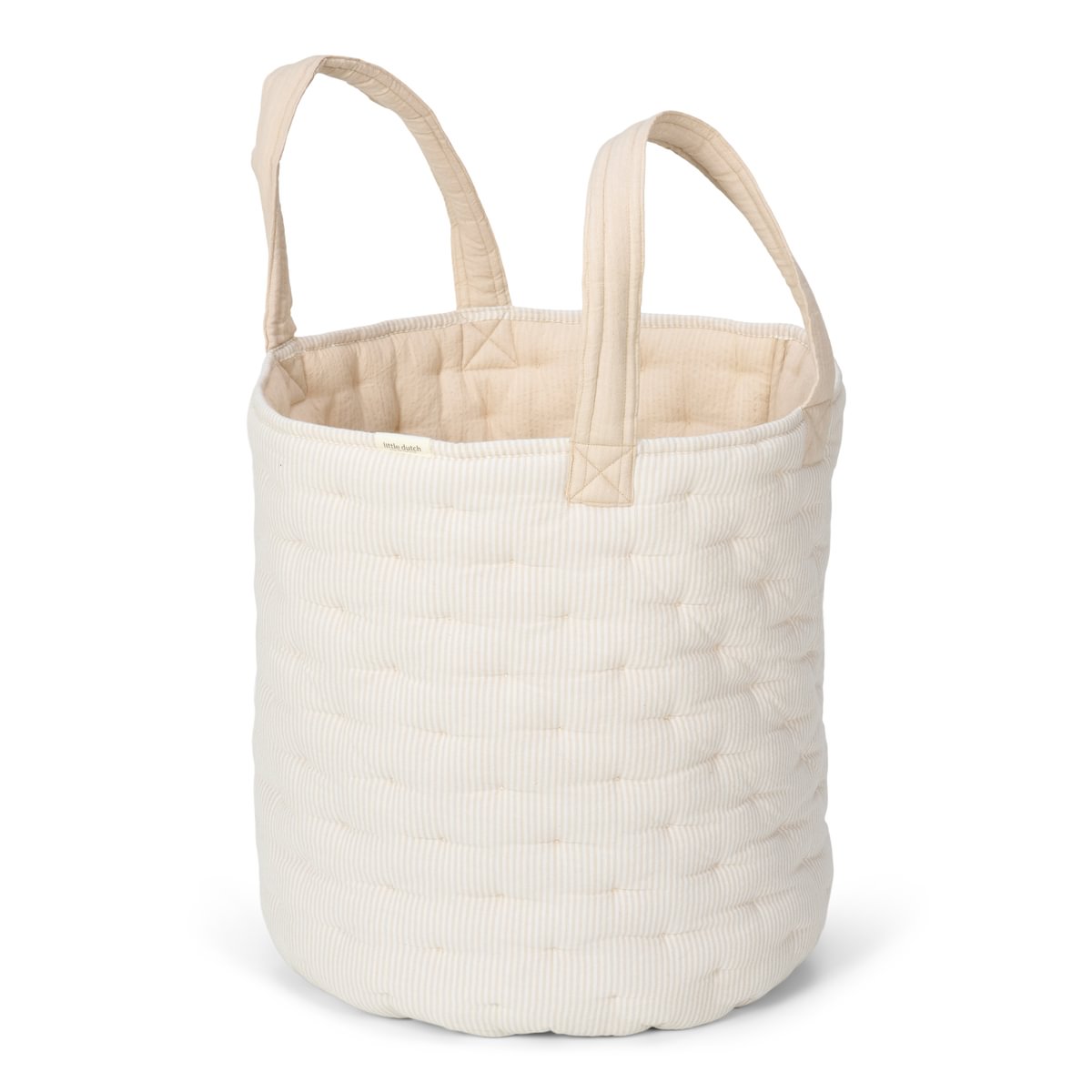 Large Quilted Storage Basket | Pure Soft Beige Stripe