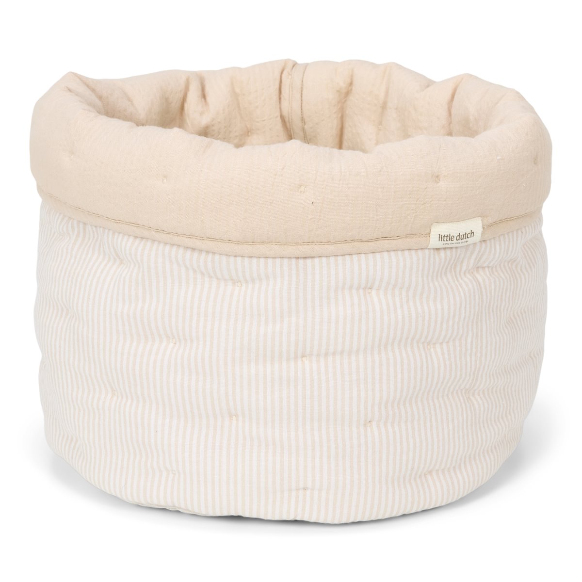 Quilted Storage Basket Medium | Pure Soft Beige Stripe