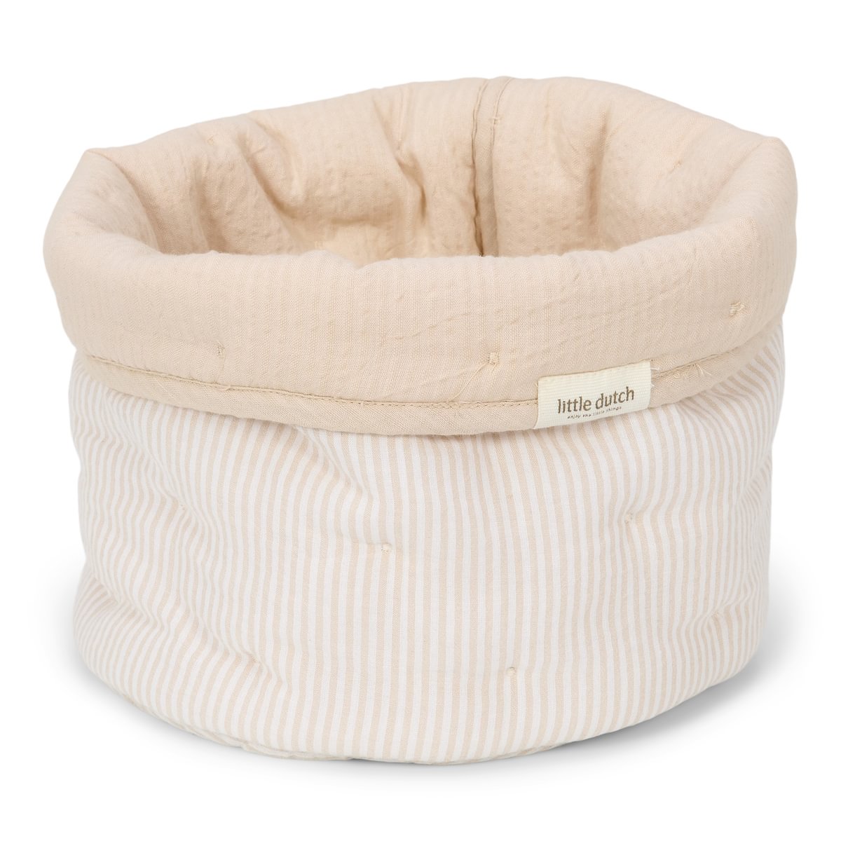 Quilted Storage Basket Small | Pure Soft Beige Stripe