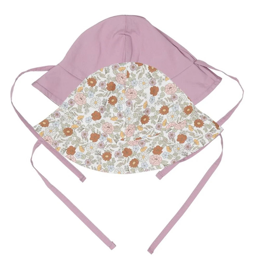 Reversible sun hat Mauve / Vintage Little Flowers