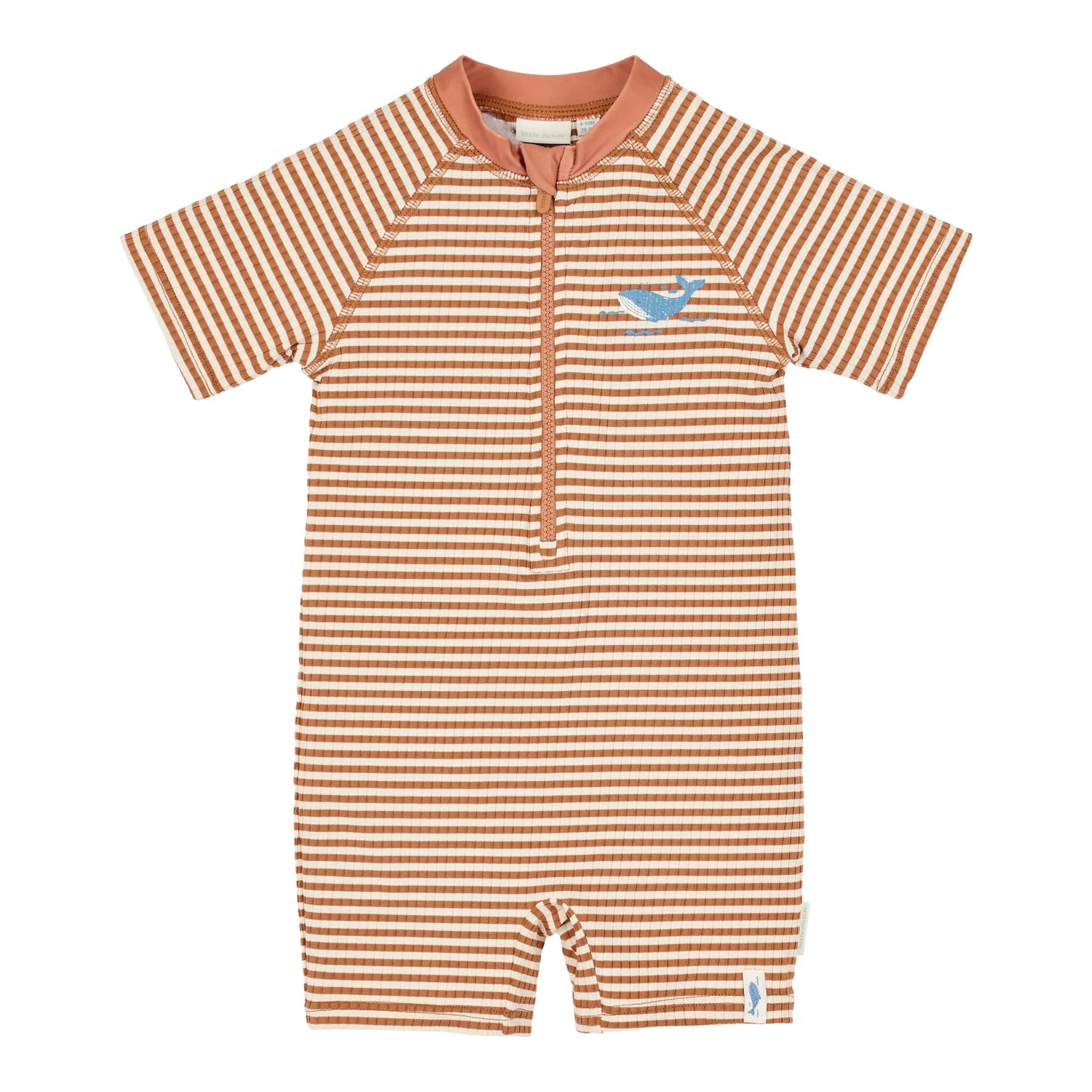 Short Sleeve Swimsuit | Ocean Brown Stripes