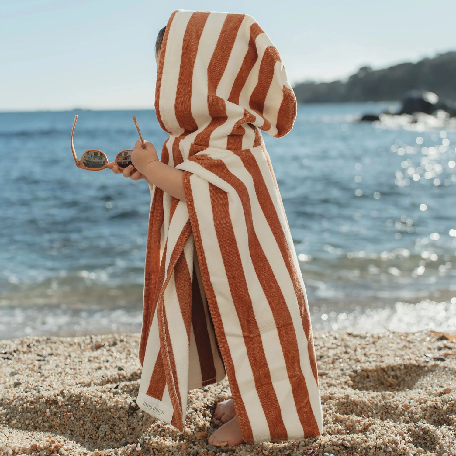 Beach Poncho | Ocean Brown Stripes