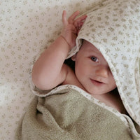 Hooded towel muslin Blueberry Leaves - 100x100 cm
