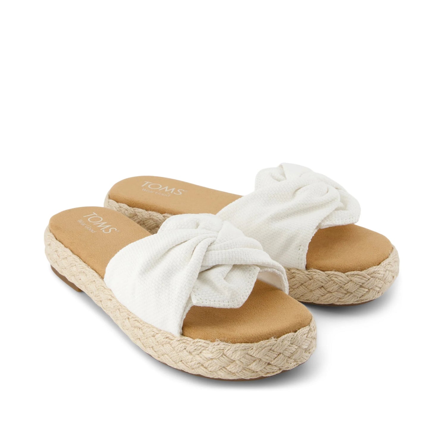 Women's Abby Slide Platform Knot Sandal | White Beachside Woven