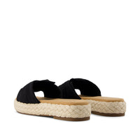 Women's Abby Slide Platform Knot Sandal - Black Beachside Woven