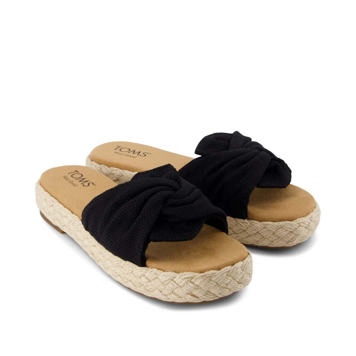 Women's Abby Slide Platform Knot Sandal - Black Beachside Woven