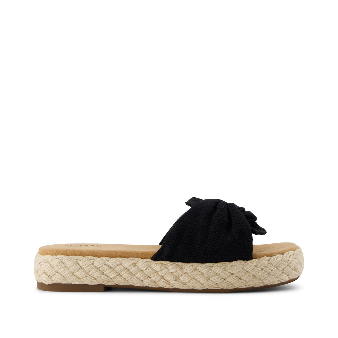Women's Abby Slide Platform Knot Sandal - Black Beachside Woven