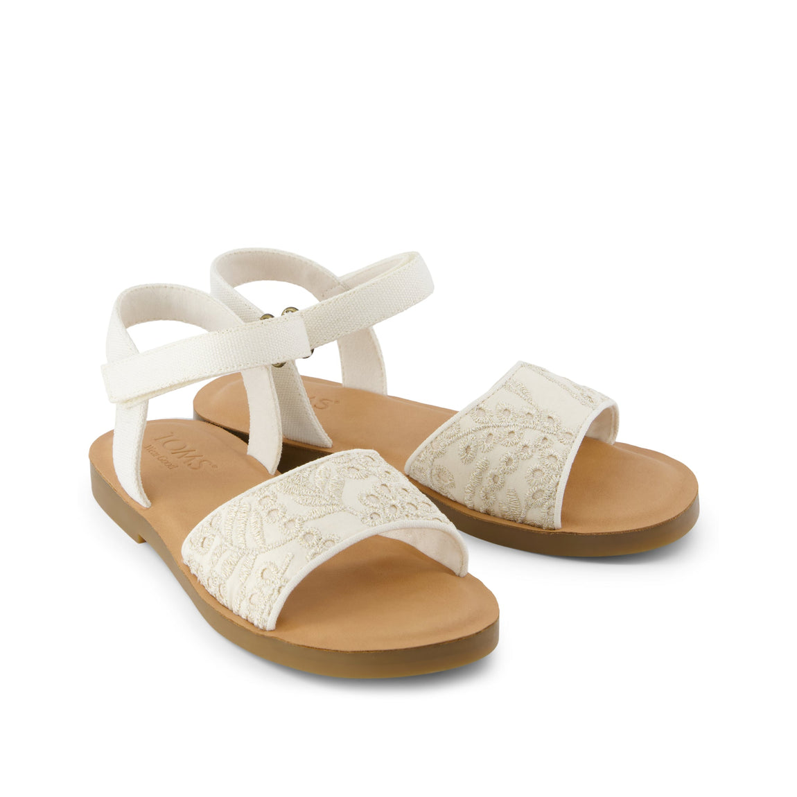 Tiny Remi Ankle Strap Sandal - Egret Botanical Eyelet