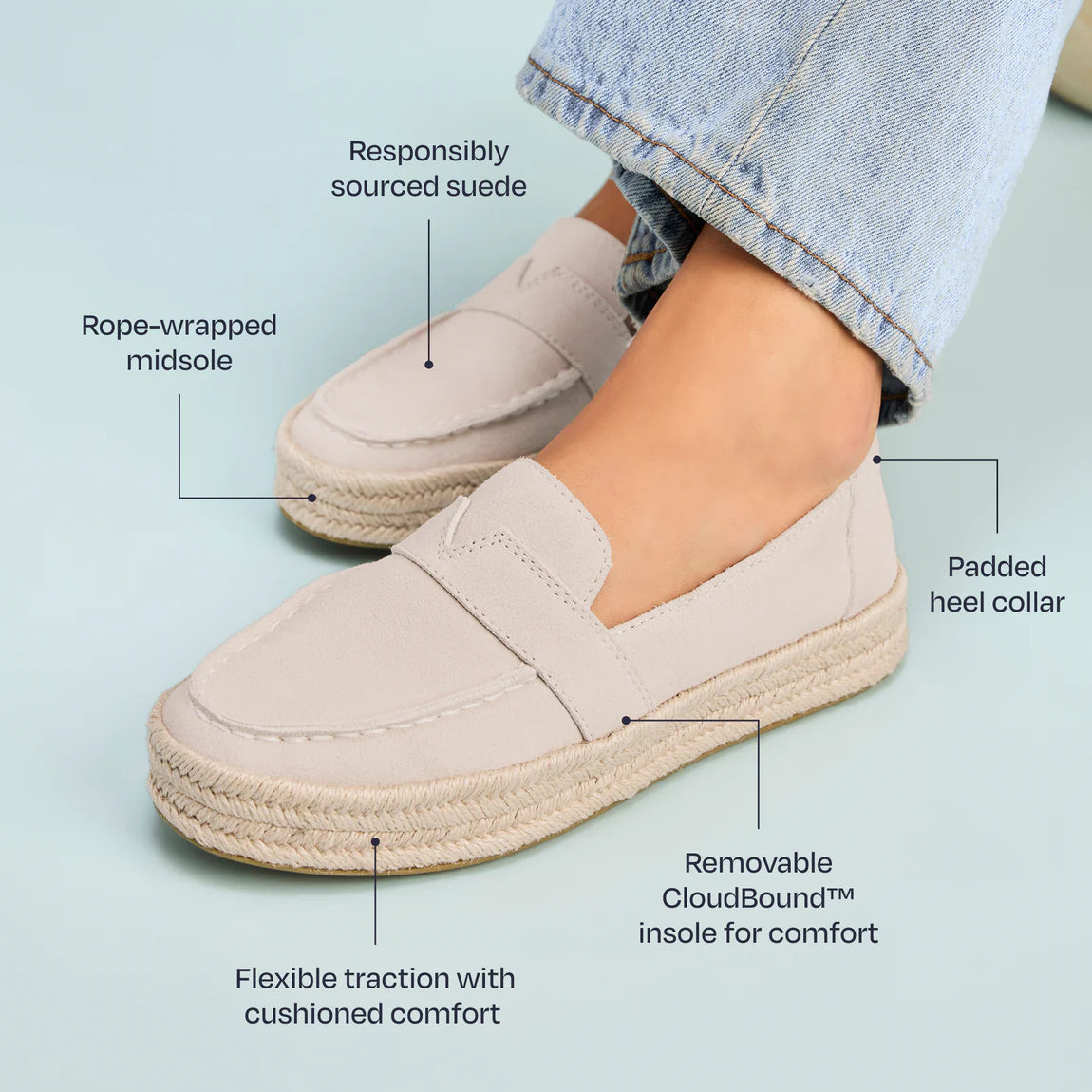 Women's Blakely Loafer Espadrille | Soft Grey Suede