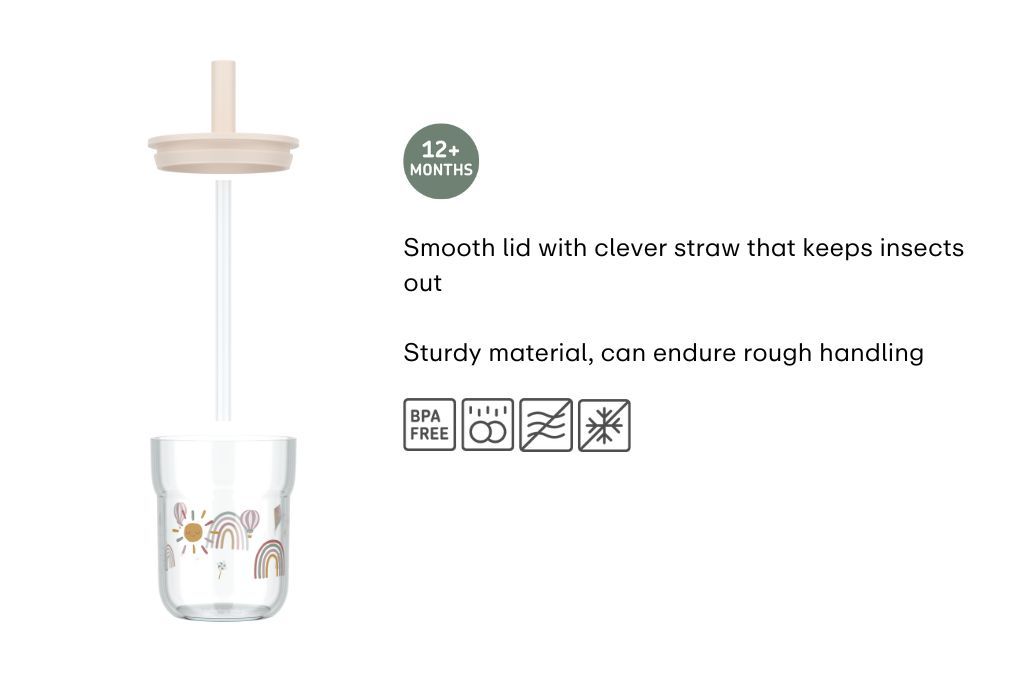 Children's Glass with Straw - Sunshine & Rainbow