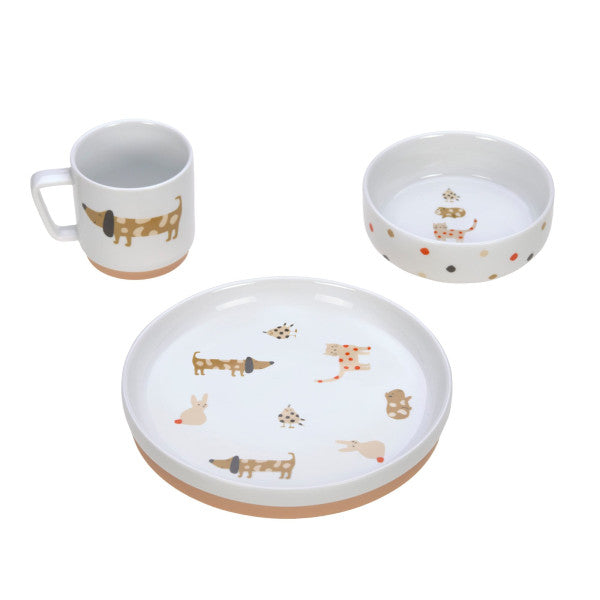 Dish Set Porcelain Little Mateys Spicy Orange