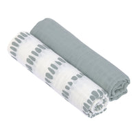 Swaddle & Burp Blanket (2 pcs) XL Strokes Silver grey