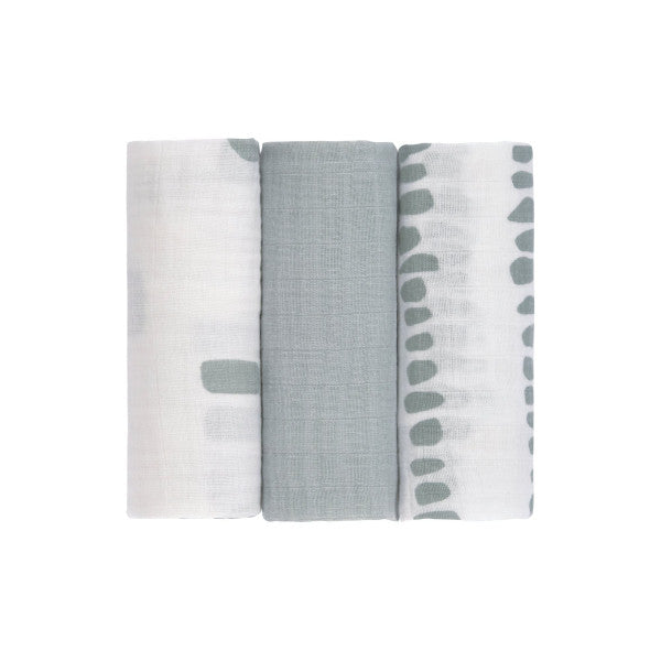 Swaddle & Burp Blanket M (3pcs) Strokes Silver Grey