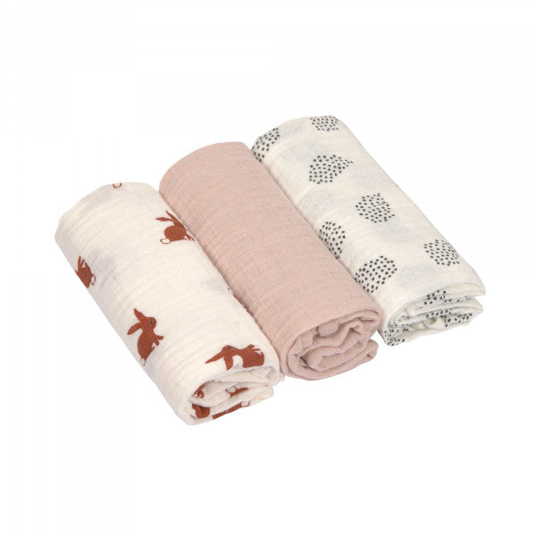 Swaddle & Burp Blanket M (3pcs) Little Forest Rabbit