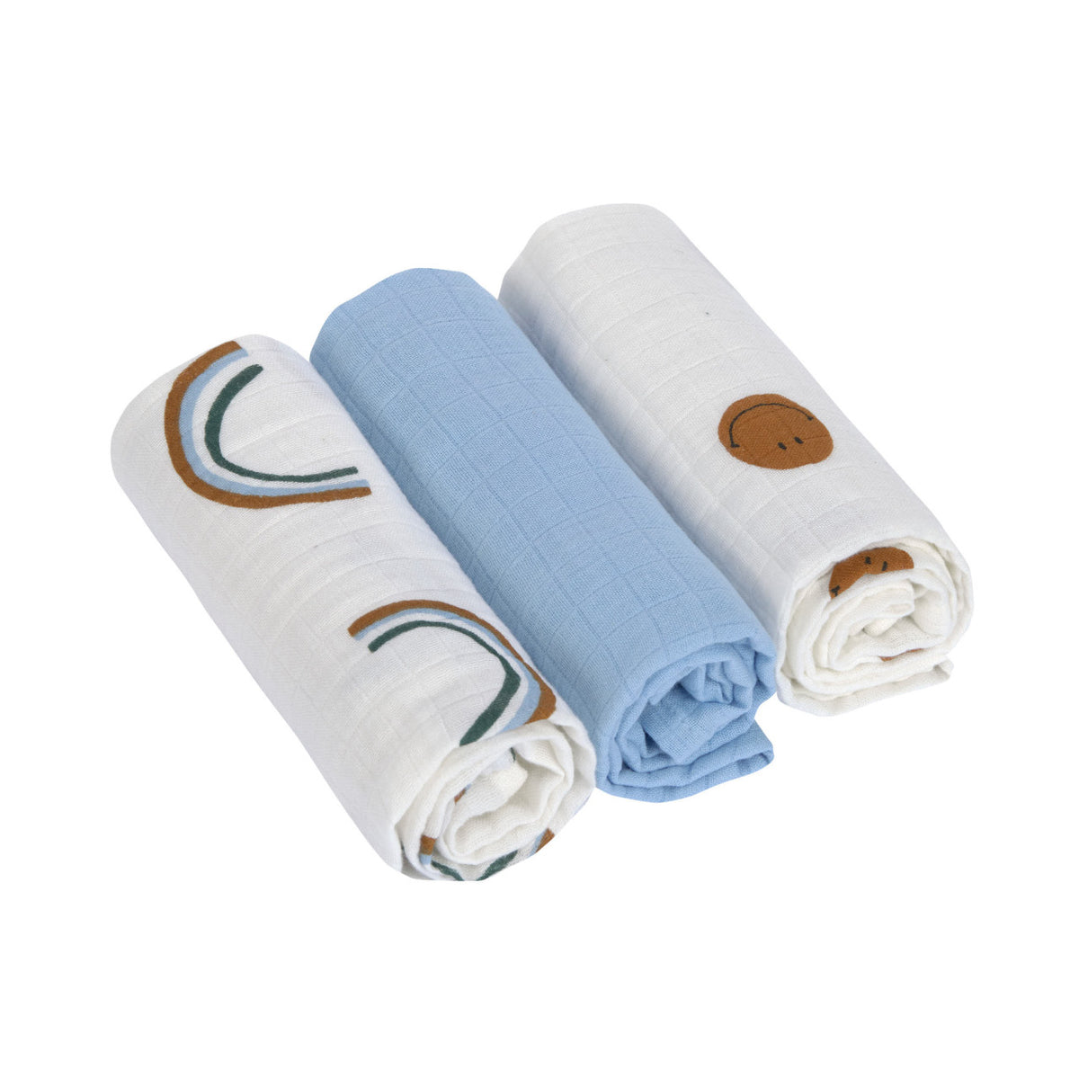 Heavenly soft Swaddle M (3 pcs) - Happy Rascals, sky blue