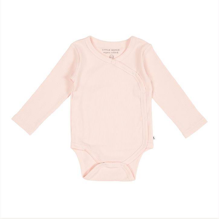 Bodysuit Wrap Long Sleeves Rib Pink