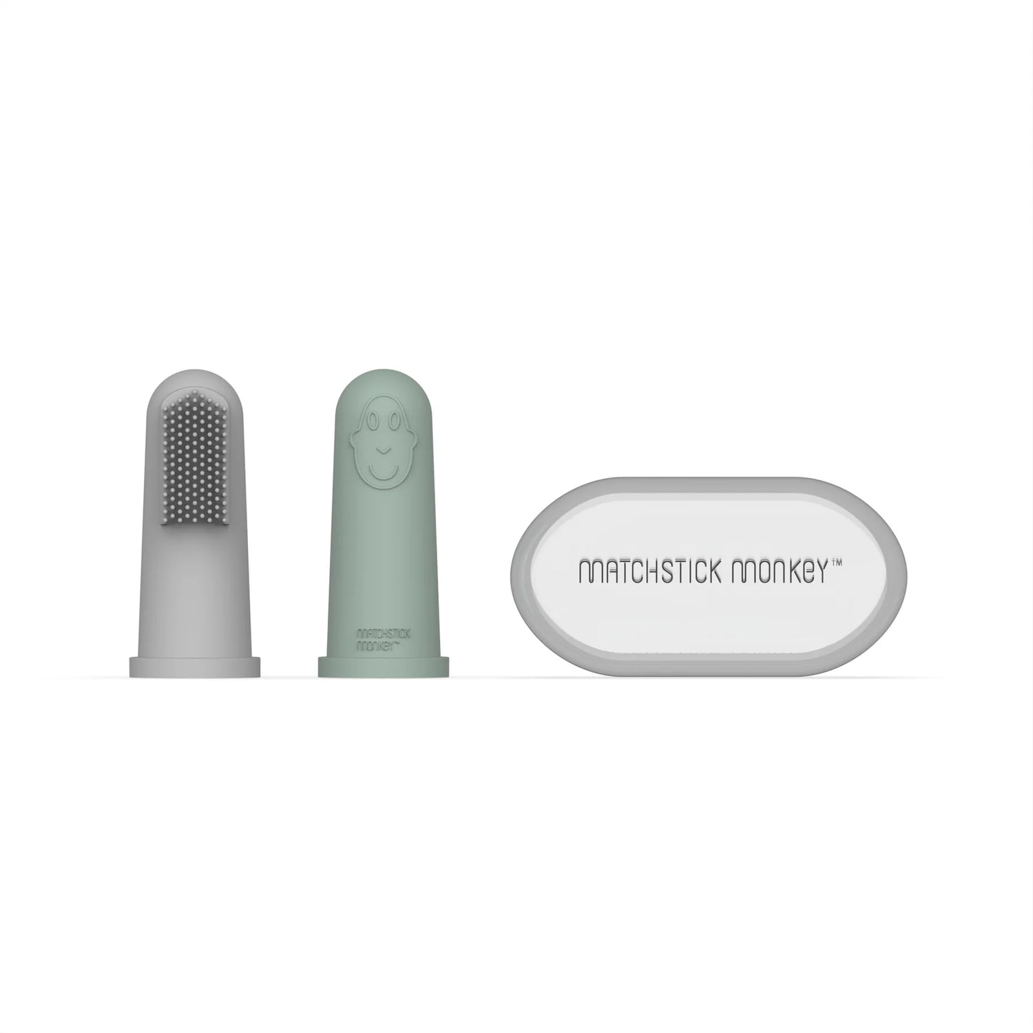 Finger Toothbrush Set | Grey & Mint Green