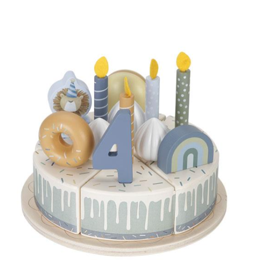 Wooden birthday cake Blue - 26-pcs