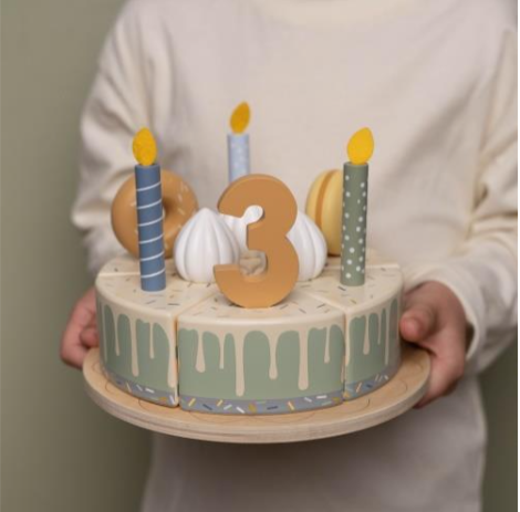 Wooden birthday cake Blue - 26-pcs