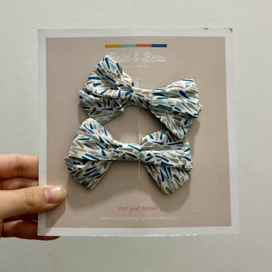 Blue Confetti Elle Bow Set BB30