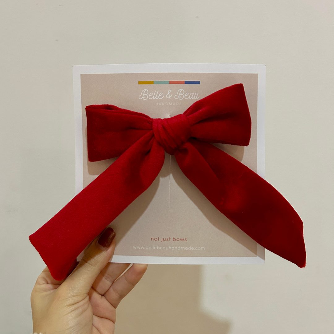 Large Red Velvet Bow Hair Clip BB41