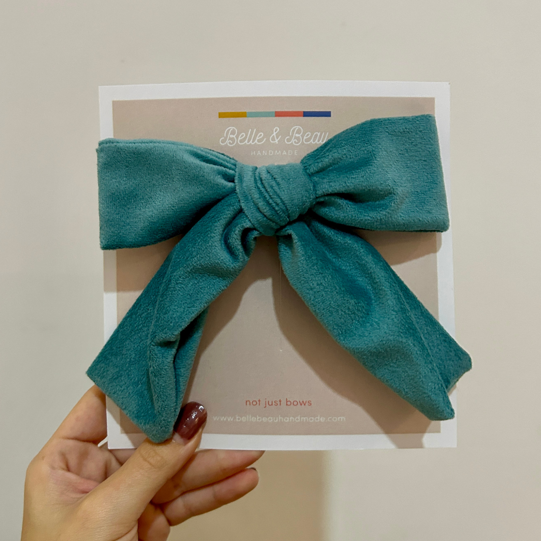 Large Blue Velvet Bow Hair Clip BB42