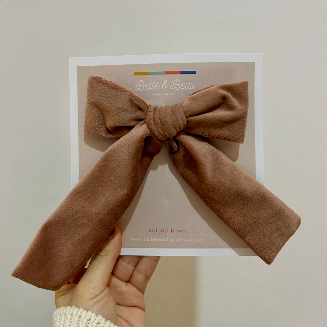 Large Pink Velvet Bow Hair Clip BB45