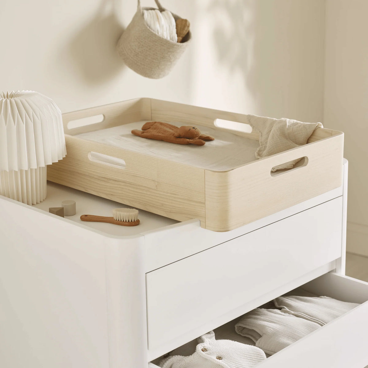 Serena All-in-One & Dresser Set - White/Natural