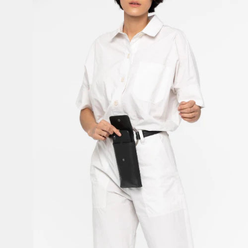 Lola-Vintage Belt with Cell Phone Pouch - Black