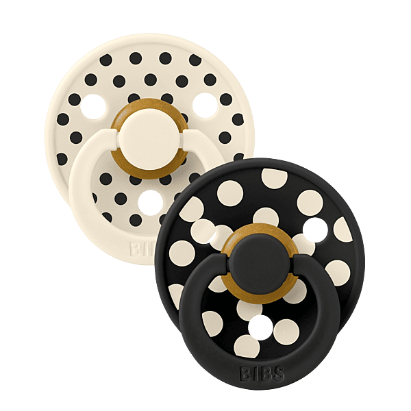 Bibs Dummy Studio Colour Polka Latex - Ivory / Black