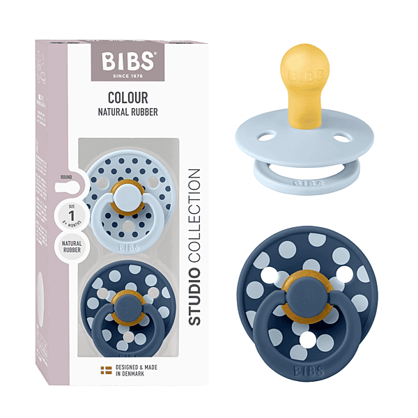 Bibs Dummy Studio Colour Polka Latex - Baby Blue / Steel Blue