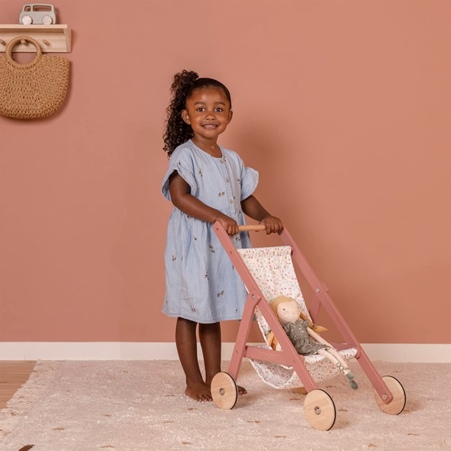 Doll Stroller Flowers & Butterflies