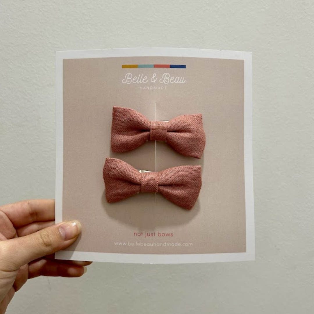 Mini Bow Pink Linen Bow Set BB20/BB21