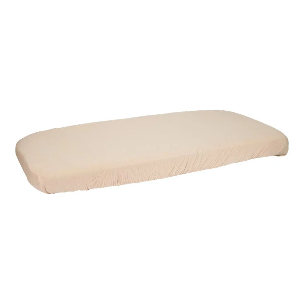 Fitted cot sheet muslin Beige