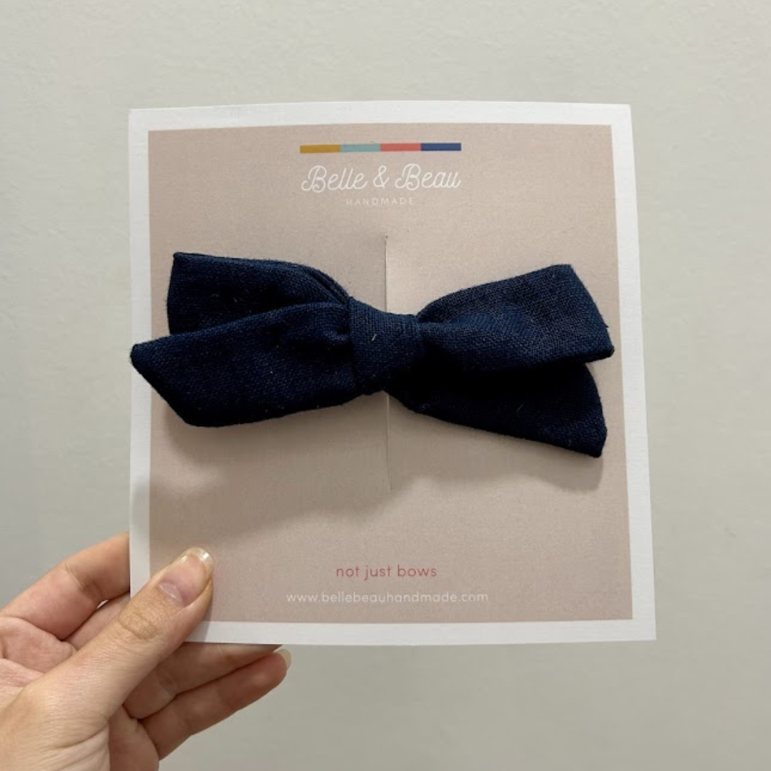 Hand tied Large Navy Bow BB24