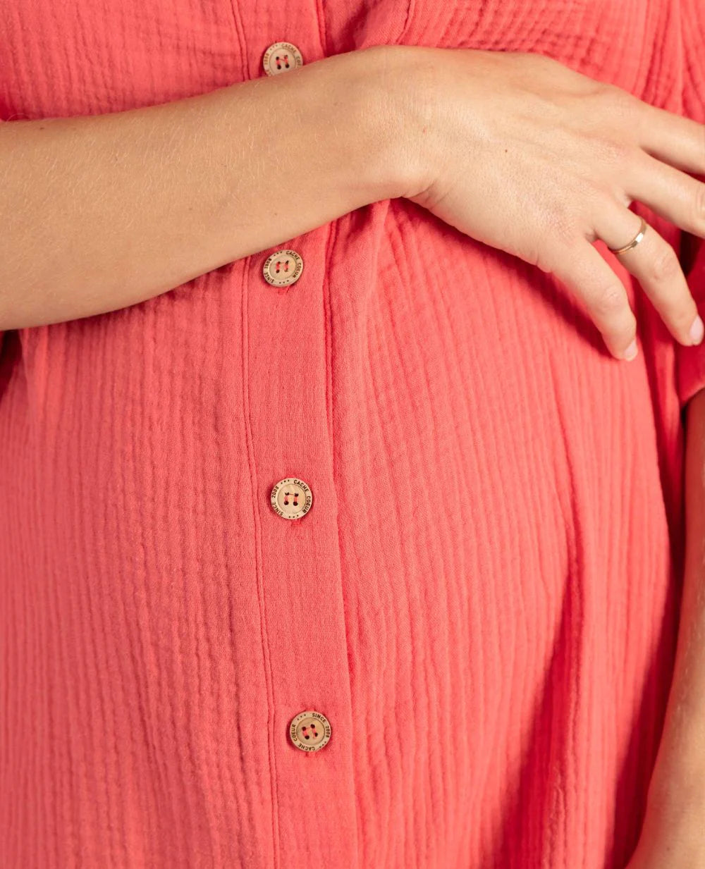Bertille coral maternity and nursing shirt dress