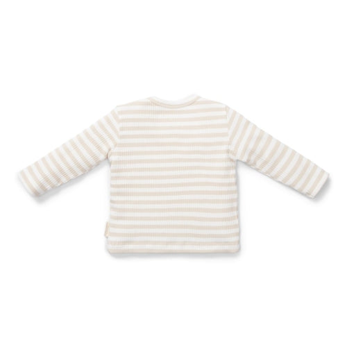 T-shirt long sleeves Stripe Sand/White