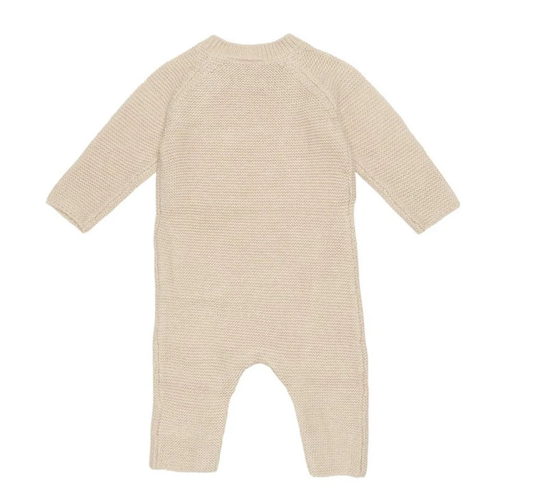 Knitted one-piece wrap suit Sand