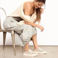 Women's Kameron Lace Up Sneakers Metallic Champagne Suede