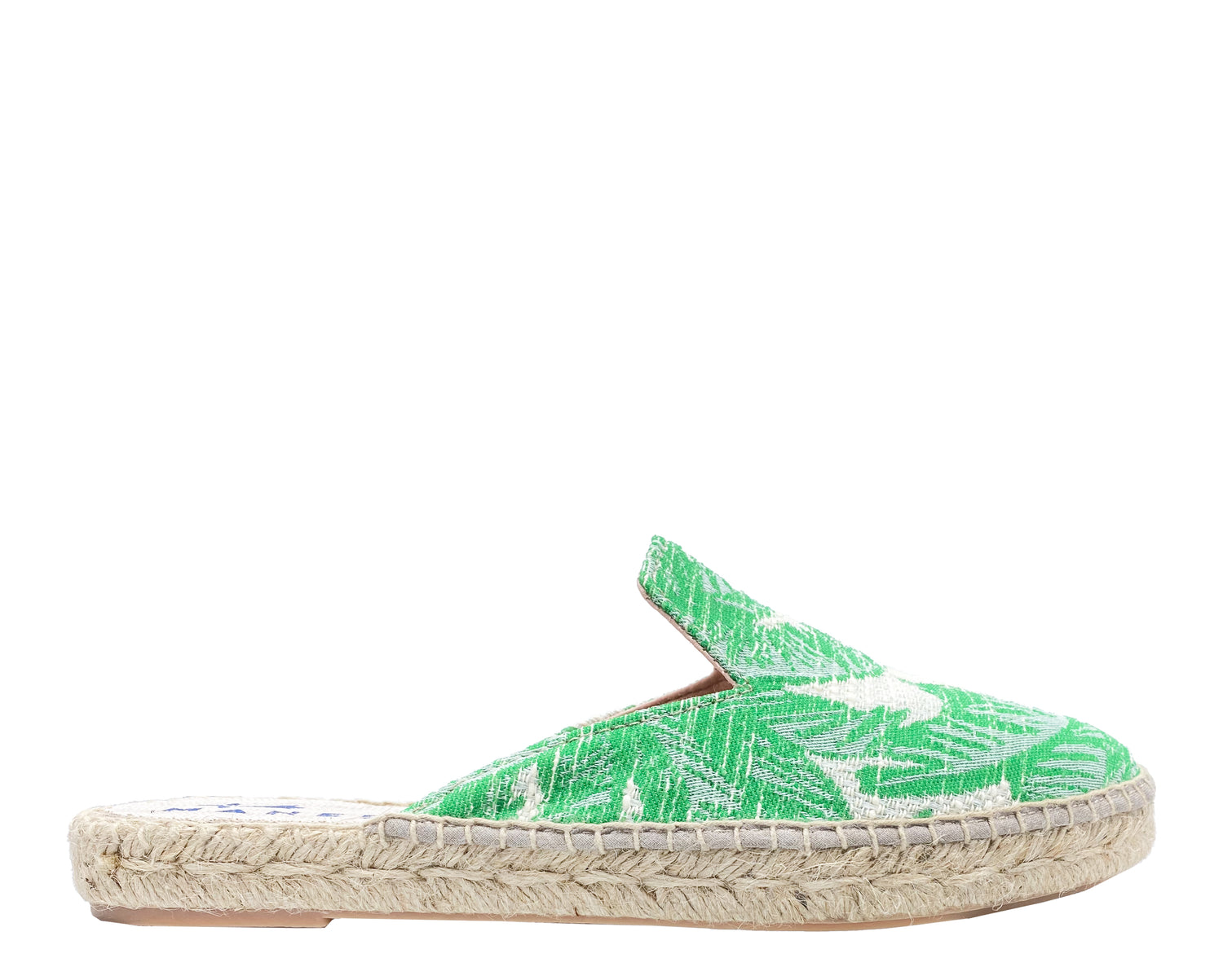Women's Suede Mules Hamptons - Green Palms On Cream