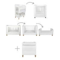 Serena All-in-One & Dresser Set - White/Natural