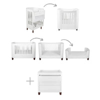 Serena All-in-One & Dresser Set - White/Walnut