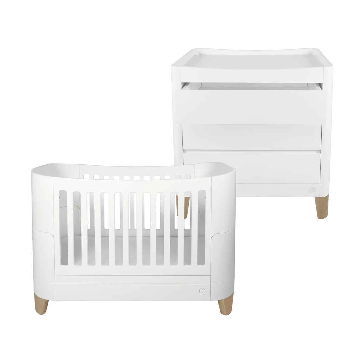 Serena Cot Bed & Dresser Set - White/Natural
