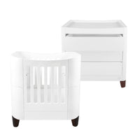 Serena Mini Cot & Dresser Set - White/Walnut