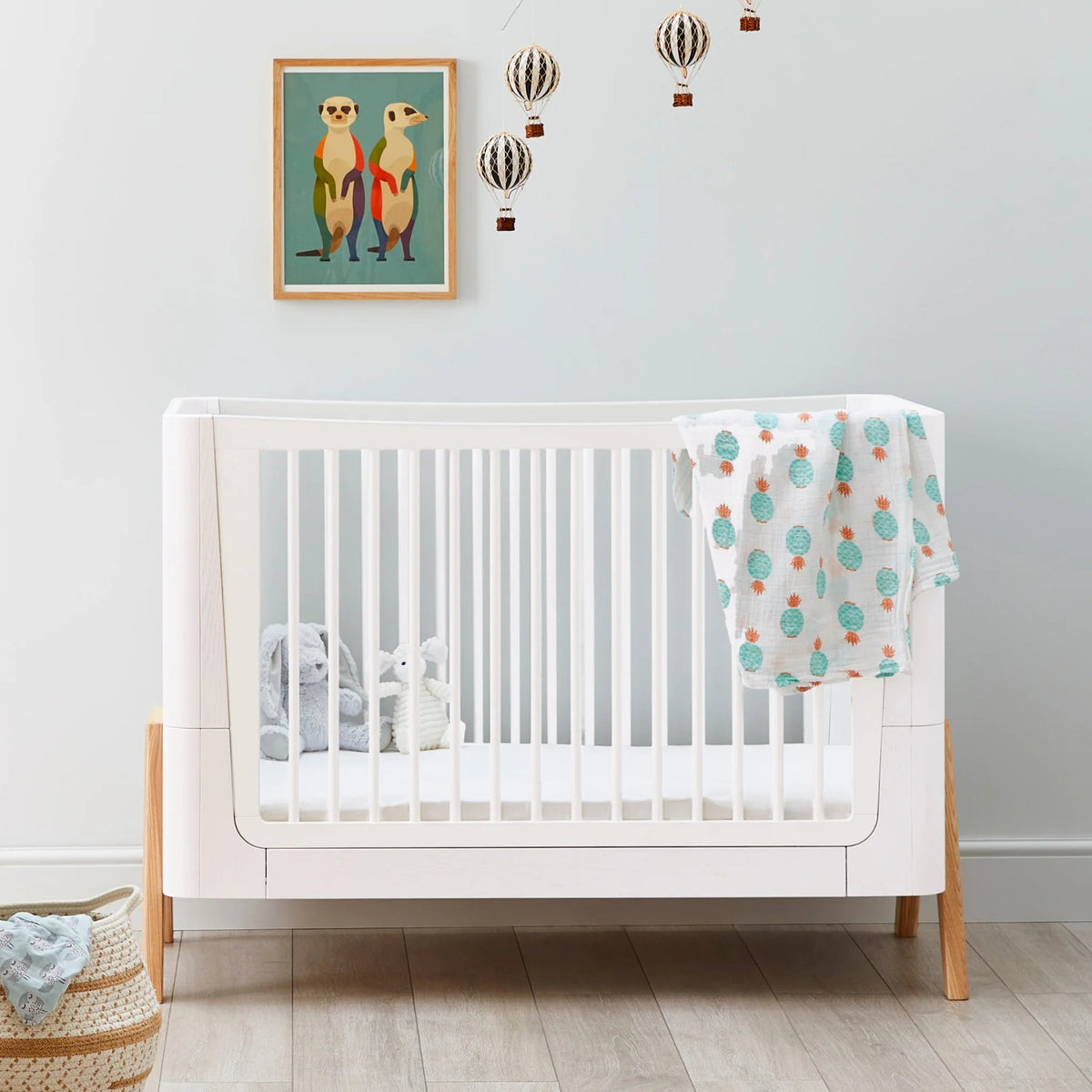 Hera Convertible Cot Bed Scandi White & Natural