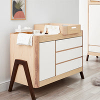 Hera 3 Piece Set - Cot, Dresser & Wardrobe - Natural/Walnut