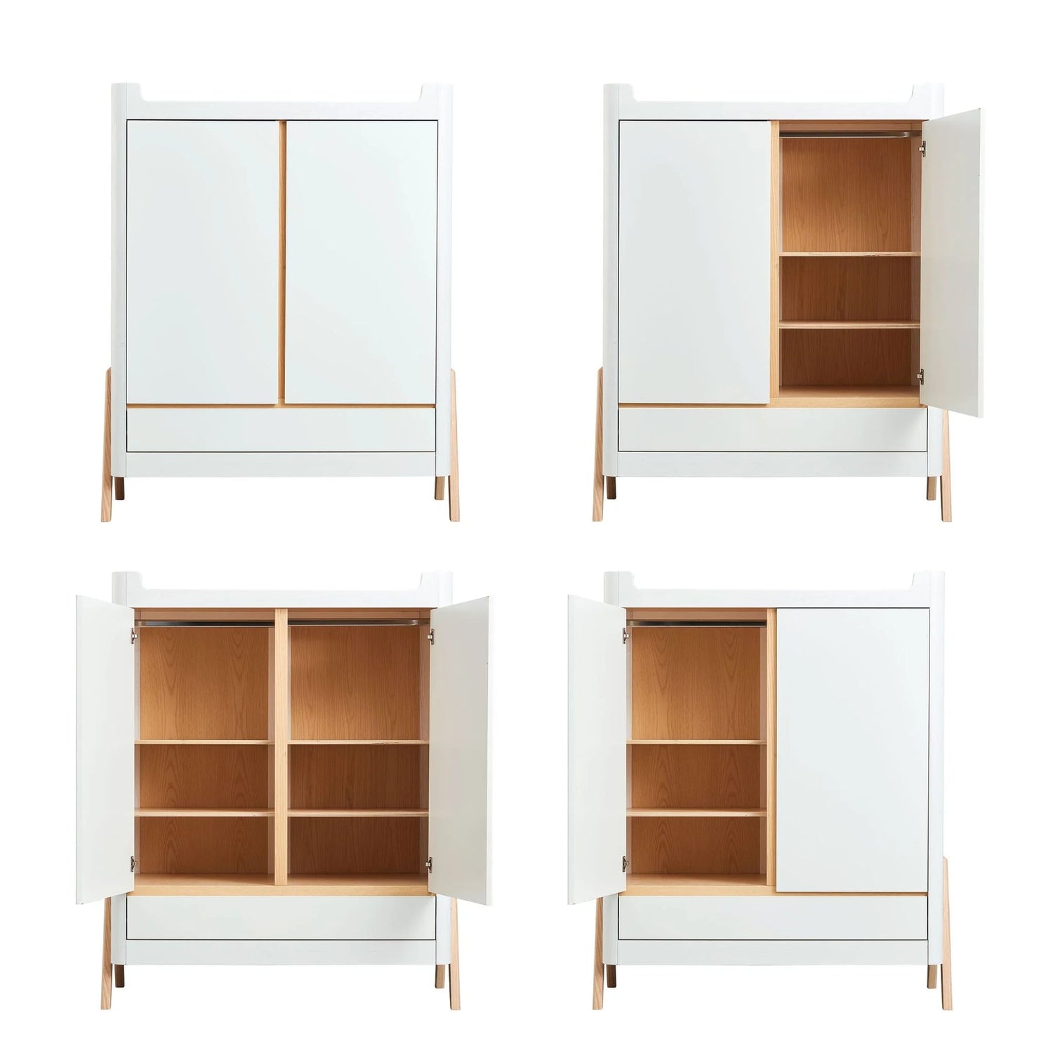 Hera 3 Piece Set - Cot, Dresser & Wardrobe - Scandi White/Natural