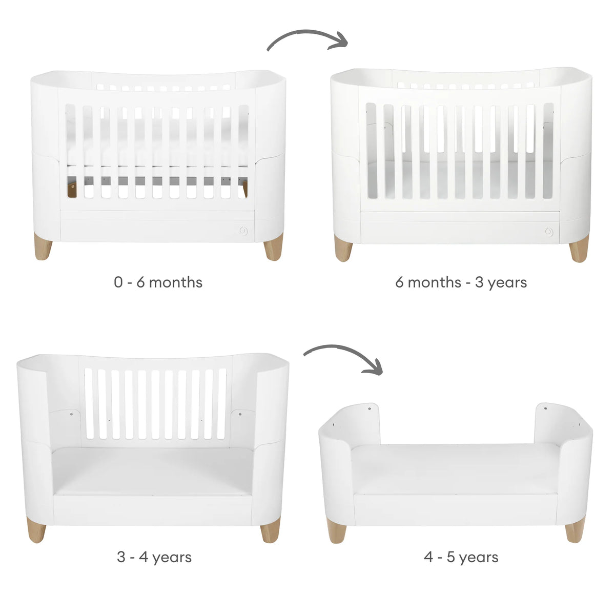 Serena Convertible Cot Bed Scandi White/Natural