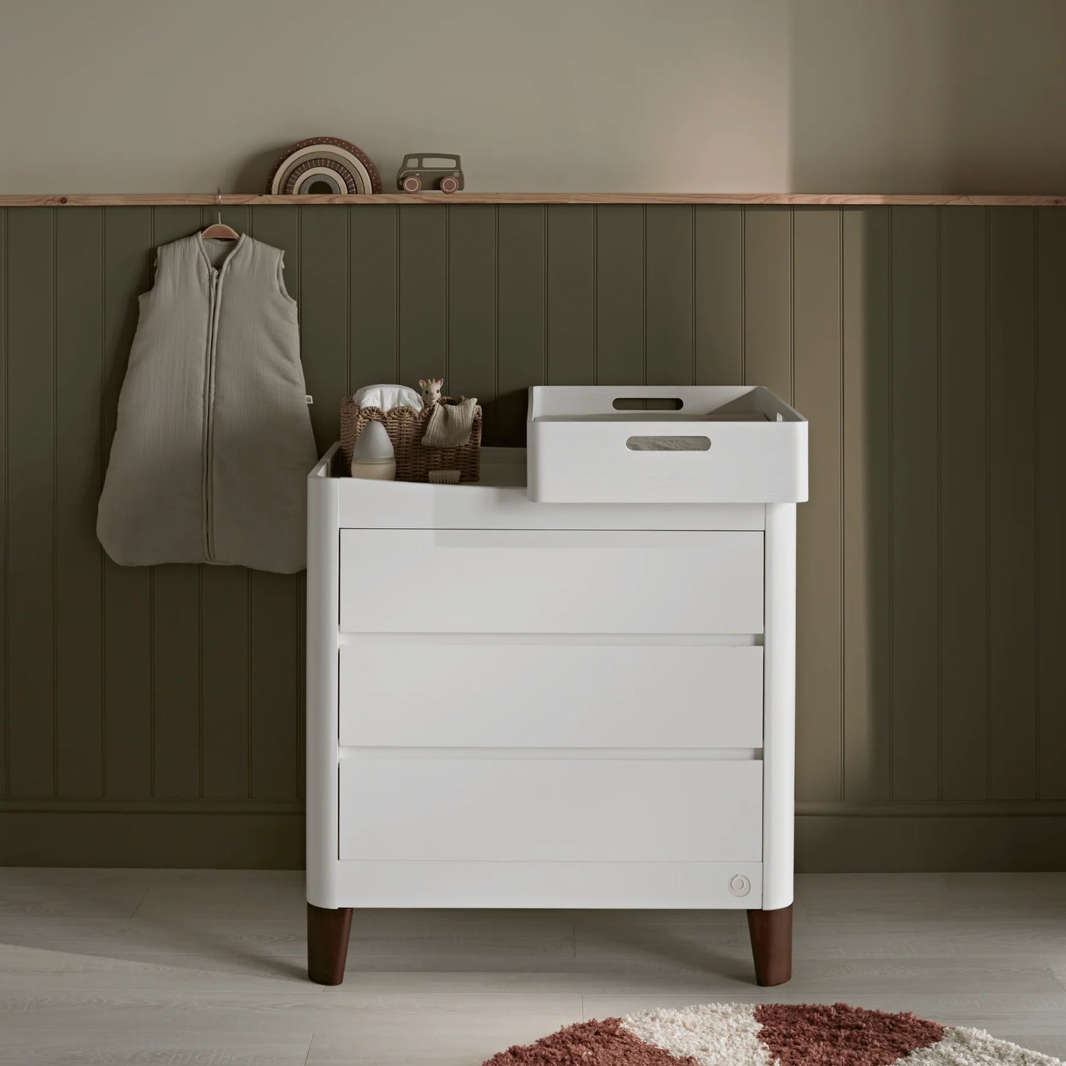 Serena Mini Cot & Dresser Set White/Walnut