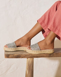 Women's Lurex Cotton Blend Double Sole Slides - Gold